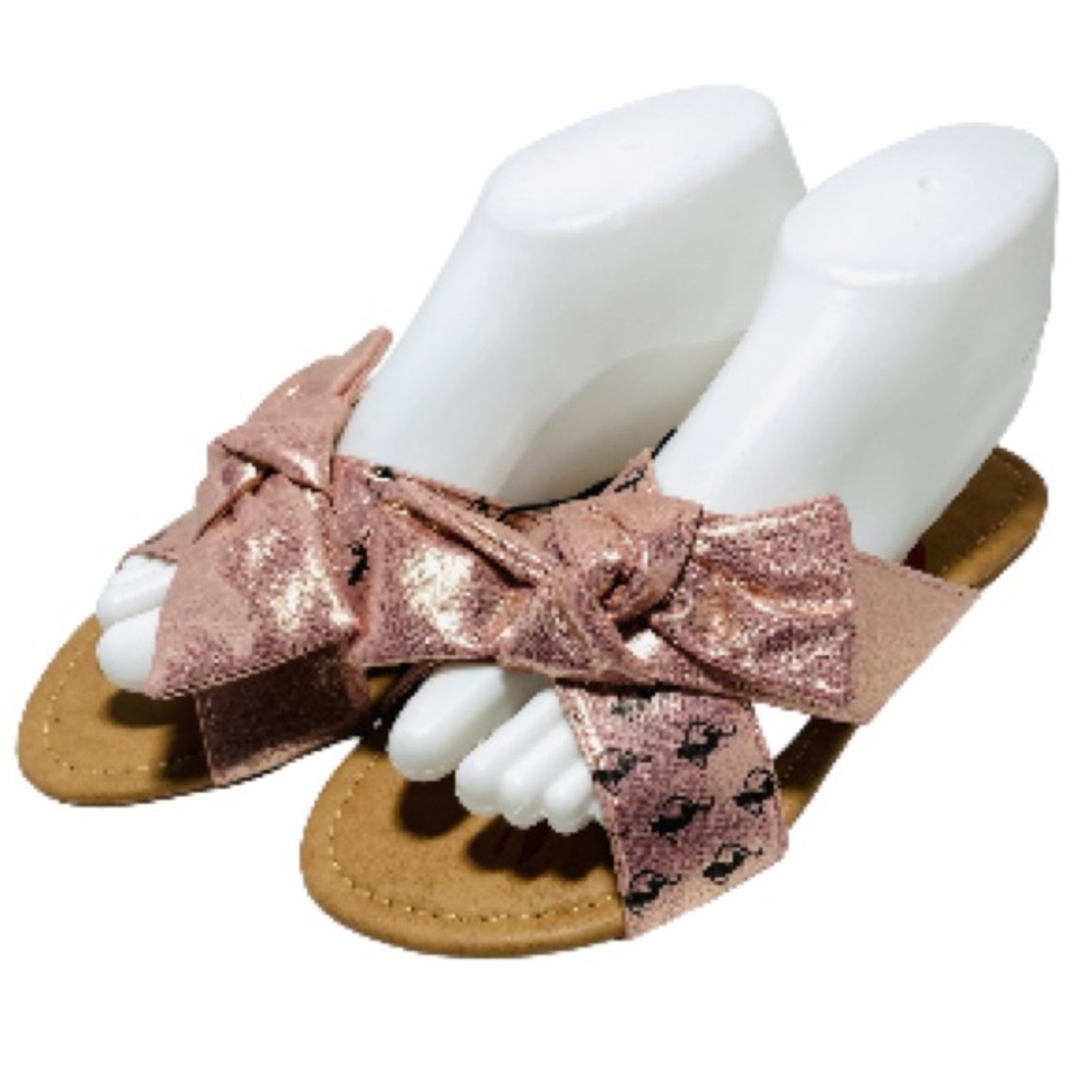 BABY PHAT V Alita Slip On Sandals Pink Black Bling Bows Cats Womens Size 6